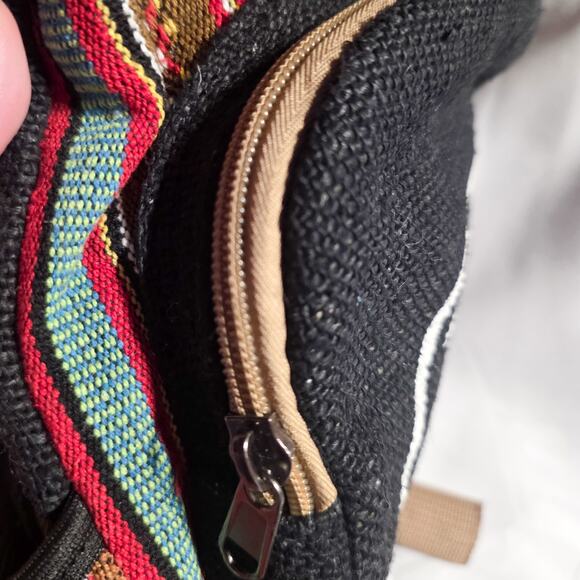 Pure Hemp Artisan Made Rustic Jack Skellington woven daypack - Picture 7 of 12